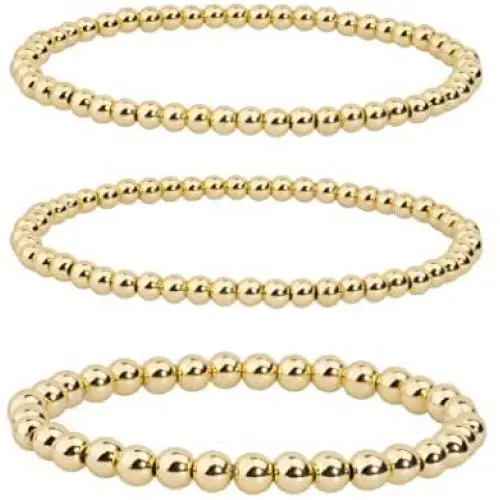 MUYASEA 14K Real Gold Plated Bead Stack Adjustable Charm Bracelets for Women Men