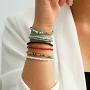 Ingemark Boho Colorful Beaded Stackable Bracelet for Girls Kids Africa Wrist Beads Stretchy Elastic String Beads Wrap Bracelet Anklet Set Collections