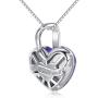 Esottia Love Heart Pendant Necklace for Women, Made with Sapphire Blue Swarovski Crystals September Birthstone Jewelry Gifts for Sister Girlfriend Wife Mother (18''+2'', Silver-Tone)