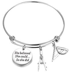 ENSIANTH Architect Bracelet Architecture Gift She Believed She Could So She Did Expandable Bangle Gift for Architecture