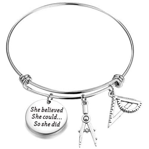 ENSIANTH Architect Bracelet Architecture Gift She Believed She Could So She Did Expandable Bangle Gift for Architecture ENSIANTH Architect Bracelet Architecture Gift She Believed She Could So She Did Expandable Bangle Gift for Architecture