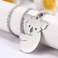 TEAMER Koala Pendant Necklace Stainless Steel Animal Cute Stick Figure Jewelry for Women Girls