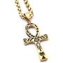Warvik Egypt Ankh Cross Eye CZ Stone Pendant Necklace Gold/SilverColor, Stainless Steel Jewelry Men Women Wheat Chain 20/28 Inch