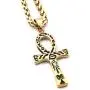 Warvik Egypt Ankh Cross Eye CZ Stone Pendant Necklace Gold/SilverColor, Stainless Steel Jewelry Men Women Wheat Chain 20/28 Inch