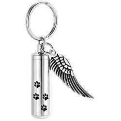 mingkejw Cremation Jewelry Paw Print Urn Keychain for Human Ashes Cat Dog Memorial Kepsake Jewelry for Women Men