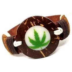 Rasta Leather Bracelet - Handmade Rastafari Bracelet - Marijuana Pot Leaf Bracelet Leaf Bracelet