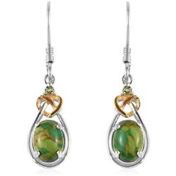Shop LC Real 14K Yellow Gold Platinum Plated Green Western Turquoise Peridot Dangle Drop Earrings Mothers Day Gifts