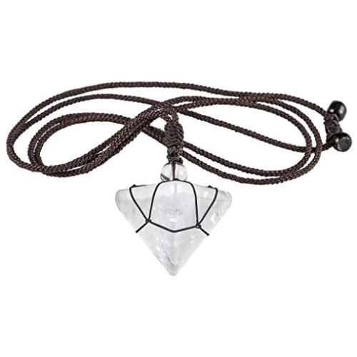 Yatming Crystal Pyramid Pendant Necklace for Women and Men with Adjustable Nylon Rope, Healing Stone Pendant Pendulum for Divination Meditation Chakra Balancing