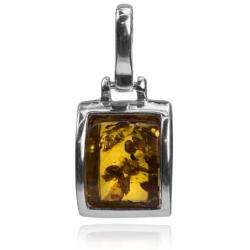 Sterling Silver Baltic Amber Rectangular Stud Earrings Necklace 18 Inches