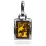 Sterling Silver Baltic Amber Rectangular Stud Earrings Necklace 18 Inches