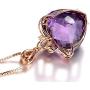 Elegant Heart Shaped Amethyst Pendant Necklace, AILUOR Luxury Fashion18K Rose Gold Love Heart Natural Purple Crystal Jewelry - Great Birthday Anniversary Mothers Day Wedding Gift