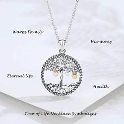 LOOVE Tree of Life Necklace Sterling Silver Family Tree Heart Pendant with 18'' Chain, Charm Jewelry for Women Girl Mom Wife Child