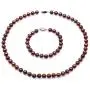 JYX Pearl Necklace Set Coffee Freshwater Pearl Necklace and Bracelet Set 8-9mm Flat Round JYX Pearl Necklace Set Coffee Freshwater Pearl Necklace and Bracelet Set 8-9mm Flat Round