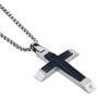 Mens Stainless Steel Natural Diamond Accent Cross Pendant (0.03 carats, H-I I3)