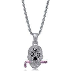 KMASAL Jewelry Hip Hop Iced Out Bling 999 skull Pendant 18K Gold Plated Chain Necklace for Men Women
