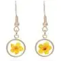 BONALUNA Pressed Flower Yellow Gold Plated Circle Dangle Drop Earrings BONALUNA Pressed Flower Yellow Gold Plated Circle Dangle Drop Earrings
