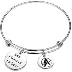 KUIYAI Star Trek Inspired Bracelet Star Trek Jewelry Gift for Trekkie Inspiration Gift for Her Star Trek Fans Gift Set Phsers to Stun Movie Inspired Jewelry Gift for Star Trek Fans