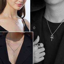 Egyptian Ankh Earrings Cubic Zirconia Iced Out Ankh Cross Earrings for Mens Women 925 Sterling Silver/Black Metal/18K Gold Plated Key of Life Dangle Drop Earrings Amulet Symbol Religious Jewelry