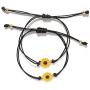 Handmade Pinky Promise Sunflower Bracelets Bohemian Adjustable Wax Cotton Cord Sunflower Charm Surfing Bracelet Long Distance Friendship Jewelry Gift