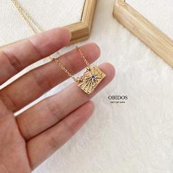 Obidos 14K Gold Plated Star Necklace | Gold Necklaces for Women | Square Pendant Necklace