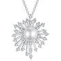 Zoeniya Dandelion Necklace s925 Sterling Silver Pendant Necklace with 7-8mm Freshwater Cultured Pearl Jewelry Gifts for Women Teen Girls Birthday Christmas Wedding Anniversary
