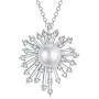 Zoeniya Dandelion Necklace s925 Sterling Silver Pendant Necklace with 7-8mm Freshwater Cultured Pearl Jewelry Gifts for Women Teen Girls Birthday Christmas Wedding Anniversary