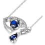 Sllaiss Sterling Silver Blue Sapphire Devils Eye Hanging with Teardrops Necklace for Women Fine Jewelry Gifts for Her, Set with Swarovski Zirconias