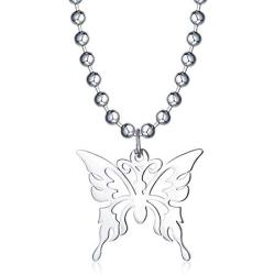 Womens iGirl Heart padlock Pendant Necklace Double Side Letter assorted butterfly Necklace Stainless Steel lock love heart Harajuku Female Symbol punk Gothic Streetwear choker Necklace for Girls