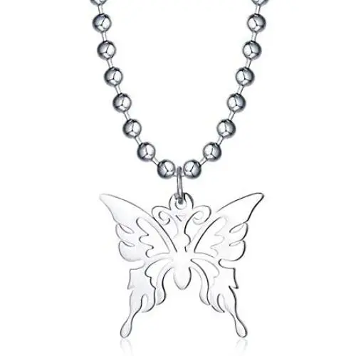 Womens iGirl Heart padlock Pendant Necklace Double Side Letter assorted butterfly Necklace Stainless Steel lock love heart Harajuku Female Symbol punk Gothic Streetwear choker Necklace for Girls