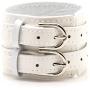 Fusamk Punk Rock Alloy Double Row Leather Belt Wristband Bracelet Bangle,7.0-8.0inches