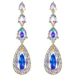 BriLove Womens Elegant Wedding Bridal Multi Teardrop Long Chandelier Dangle Earrings