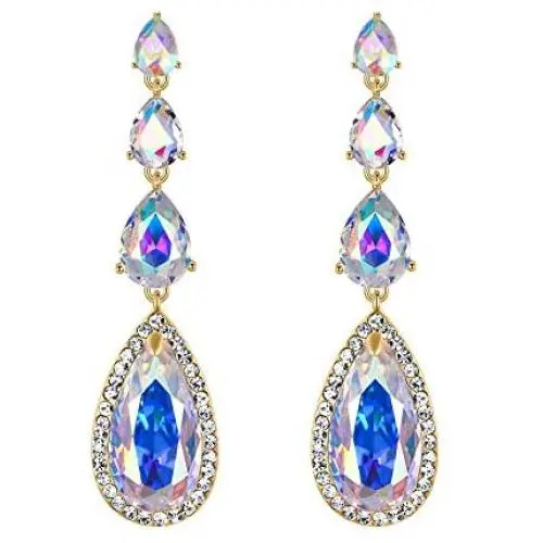 BriLove Womens Elegant Wedding Bridal Multi Teardrop Long Chandelier Dangle Earrings BriLove Womens Elegant Wedding Bridal Multi Teardrop Long Chandelier Dangle Earrings