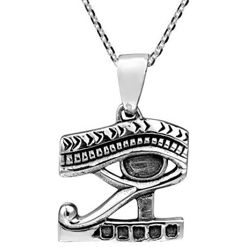 Eye of Horus Egyptian Symbol .925 Sterling Silver Pendant Necklace