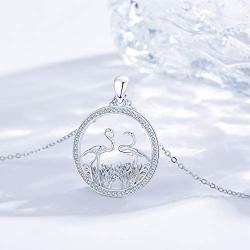 CHENGHONG Flamingo Necklace 925 Sterling Silver Cute Animal Pendant Flamingo Bird Pendant Necklace Flamingo Jewelry Gifts for Women Wife Mom