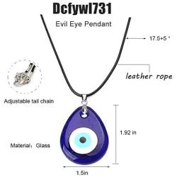 Evil Eye Pendant Necklace Glass Leather Rope Chain Turkish Protact Lucky Necklace for Women Men