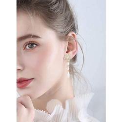 Seakuur Elegant Sweet Flower Simulated Pearl Dangle Earrings for Women Lady Gift Jewelry Accessories