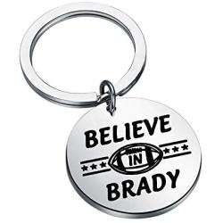 FAADBUK Funny Browns Fan Gift Believe in Brady Keychain Football Sports Fan Jewelry Tom Brady Fan Gift for Family Friend