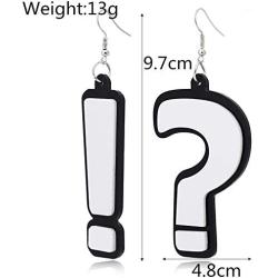GUOXIAOMEI Question Mark and Exclamation Mark Acrylic Big Long dangle Earrings Jewelry for Women Girls Accessories