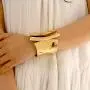 Gold Plating Polished-finish Chunky Bangle Cuff Bracelet for Women Girls Gold Statement Bangle Fashion Bracelet Jewelry