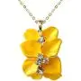 Navachi 18k Gold Plated Clear Crystal Enamel Leaves Flower Pendant Necklace 16''+2'' Navachi 18k Gold Plated Clear Crystal Enamel Leaves Flower Pendant Necklace 16''+2''