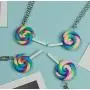 2pcs Cute Colorful Rainbow Lollipop Necklace Adjustable Long Sweater Chain Lovely Swirl Lollipop Candy Pendant Sugar Sweets Jewelry Set for Women Girl Men