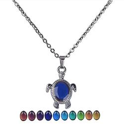 3pcs Temperature Sensing Color Changing Mood Necklace Set Turtle Butterfly Love Heart Shape Pendant Control Emotion Feeling Romantic Stainless Steel Chain Jewelry