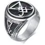 XUANPAI Mens Ring Stainless Steel Sigil of Lucifer Seal of Satan Devil Occult Symbol Signet Band,Size 8-12