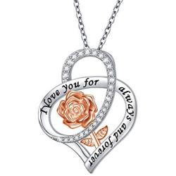 Rose Flower Necklaces S925 Sterling Silver Love Gifts for Girlfriend Wife Rose Jewelry Anniversary Valentines Day Birthday Gifts for Mom