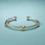 UNY Bracelet Designer Brand Inspired Antique Women Jewelry Cross Cable Wire Bangle Christmas Day Gifts (Triple No Stone)