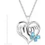 Mom Heart Pendant Necklace with Diamond in Sterling Silver