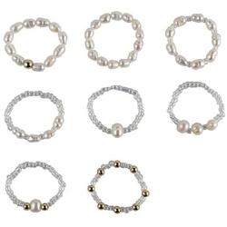 Smiling sunflower Colorful Crystal Beaded Elastic Ring with Exquisite Simplicity