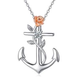 KINGWHYTE 925 Sterling Silver Necklace for Women Anchor/Compass Necklace Graduation