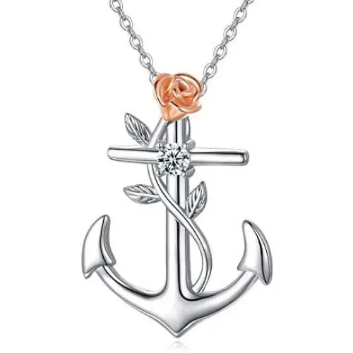 KINGWHYTE 925 Sterling Silver Necklace for Women Anchor/Compass Necklace Graduation KINGWHYTE 925 Sterling Silver Necklace for Women Anchor/Compass Necklace Graduation