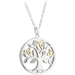 Solvar Silver & 10K Diamond Tree of Life Pendant Necklace